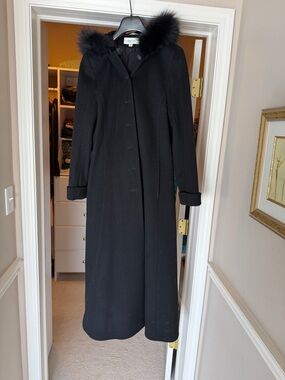 Albert Nipon Black Wool Studio Coat